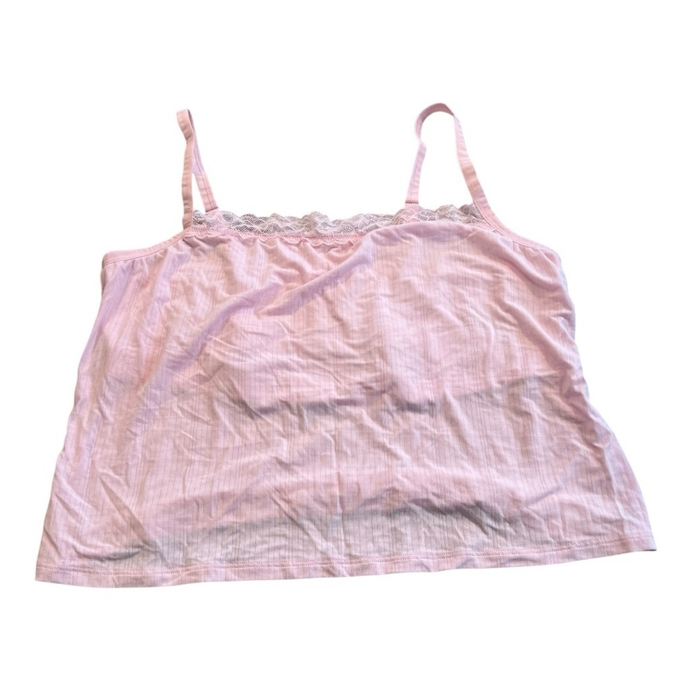 NWT Auden Modal Blend Unlined  Lace-Trim Camisole Light Pink XXL